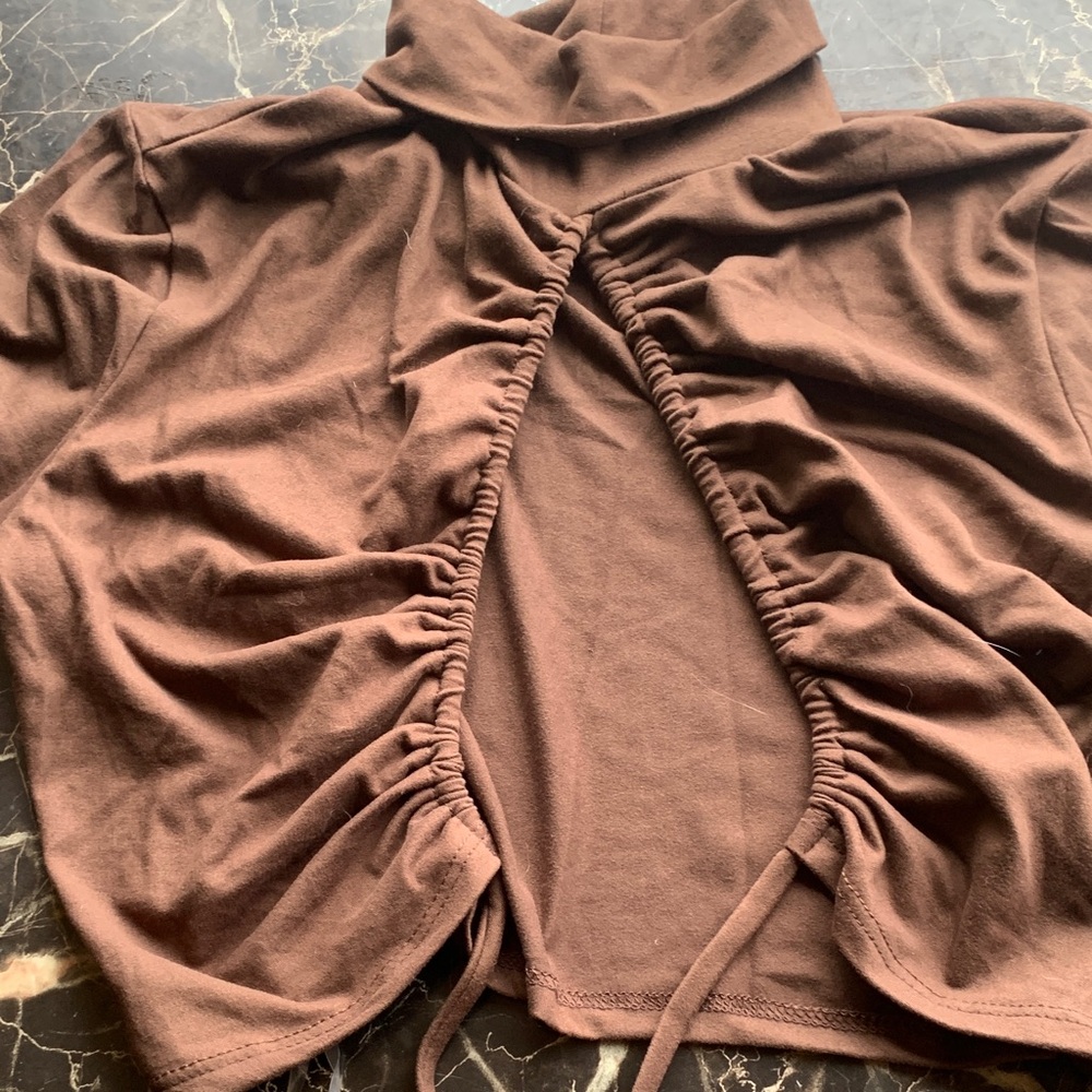 Elegant Brown Ruched Crop Top